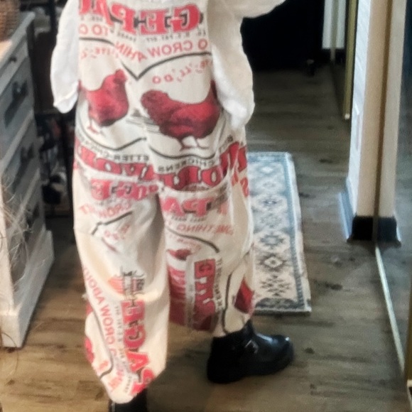 Jaded Gypsy NWT Market Fresh Overalls - Chicken feed Sack cotton feedsack boho - Picture 4 of 8